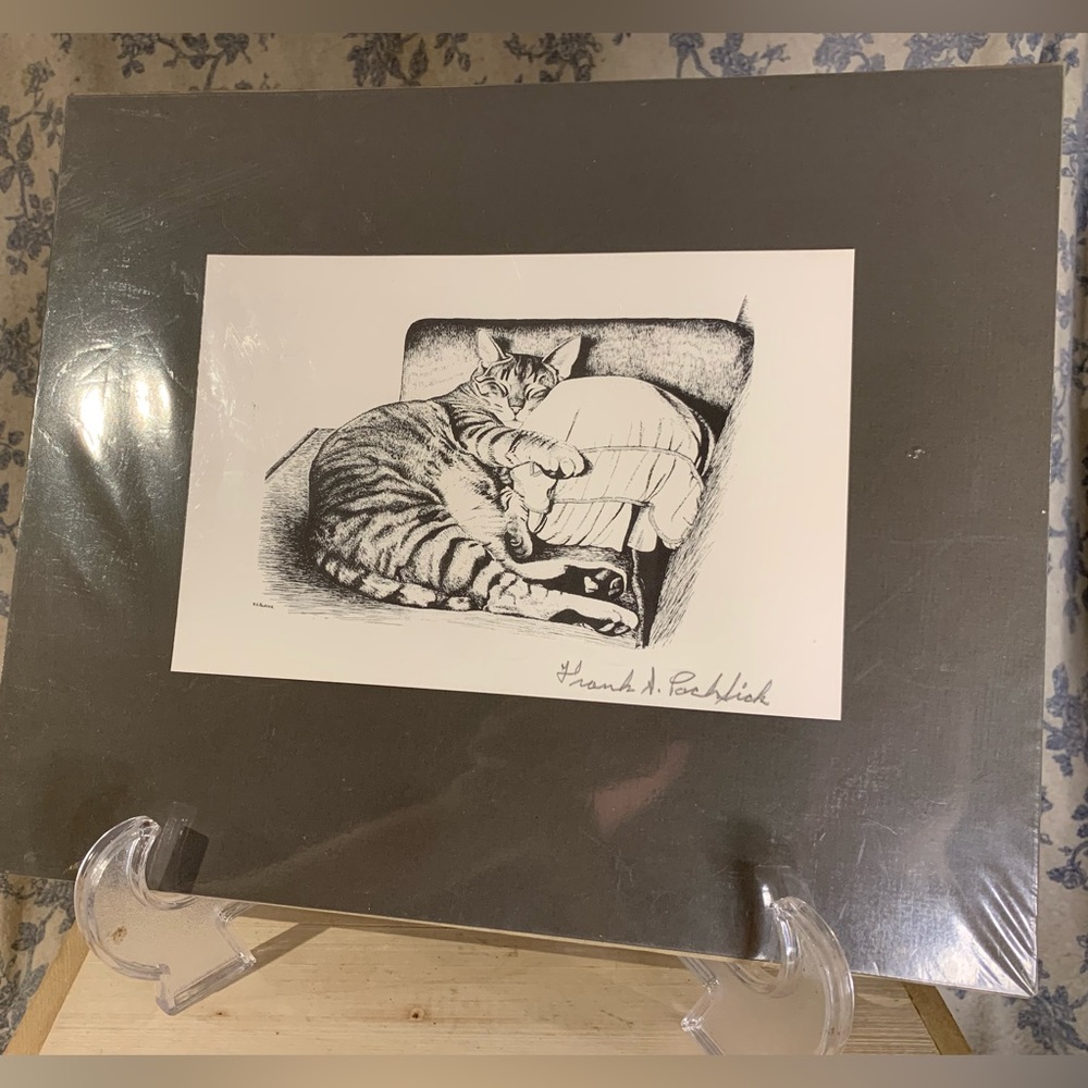 VTG Signed Frank S. Packlick Cozy Cat Art Print